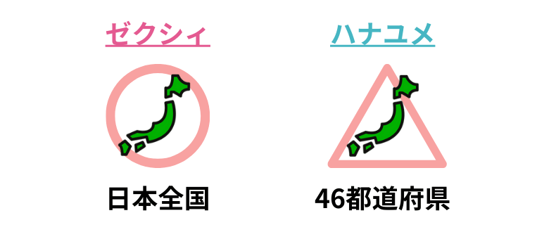 ゼクシィとハナユメの対応エリアを比較